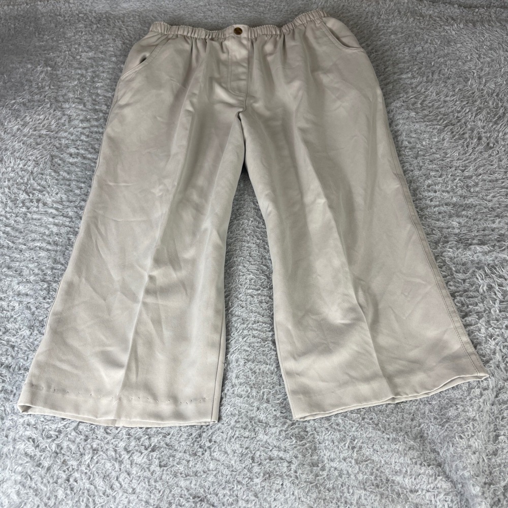 Alia Womens Tan Elastic Waist Pull On Straight Leg Trousers Pants Size 12 Beige